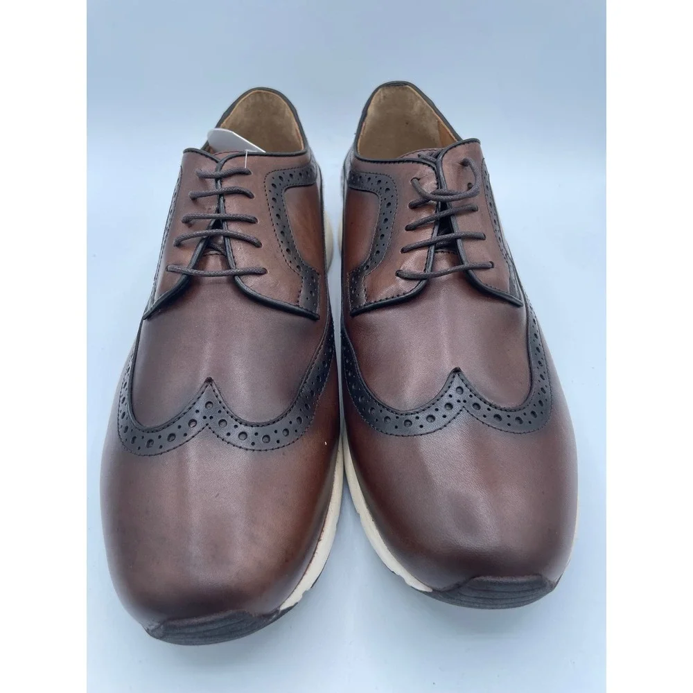 Belvedere Eric Mens 11.5 D Brown Leather Wingtip Oxford Hybrid Dress Sneakers